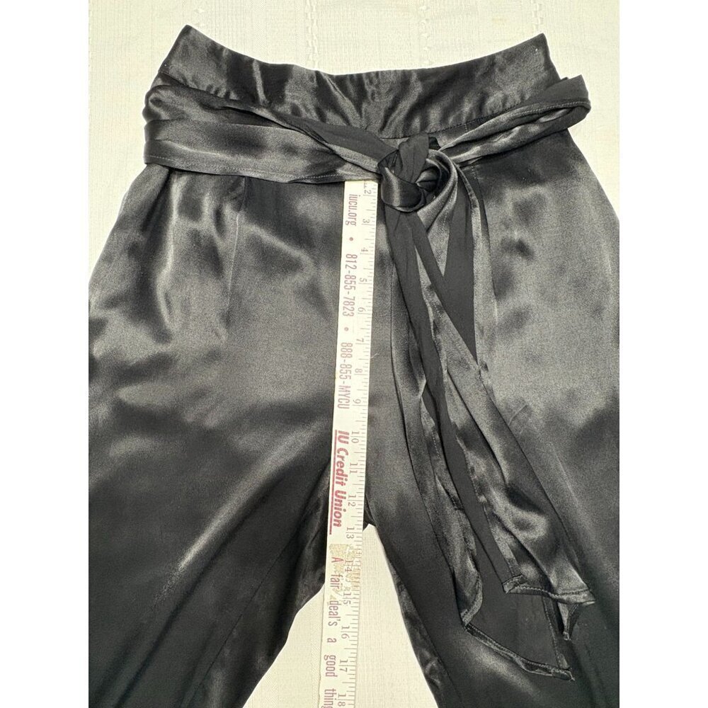 Anthropologie Ettitwa Size 6  lack High-Waisted Tie-Waist Pants Viscose Career - Picture 5 of 10